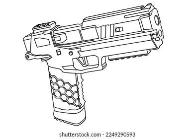 Pistol line art vector for coloring page 
