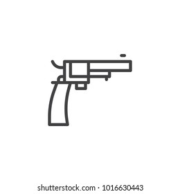 Pistol line icon, outline vector sign, linear style pictogram isolated on white. Gun symbol, logo illustration. Editable stroke