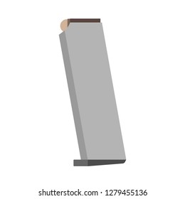 Pistol magazine ammo security vector icon. Glock ammunition military isolated white with bullet caliber barrel