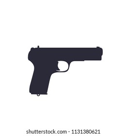 pistol, old soviet world war 2 handgun silhouette isolated on white