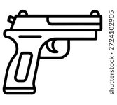 pistol outline icon vector on white background 