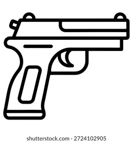 ícone de contorno da pistola vetor sobre fundo branco 
