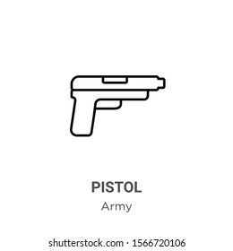 Pistol outline vector icon. Thin line black pistol icon, flat vector simple element illustration from editable army concept isolated on white background