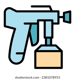 Pistol painter icon outline vector. Car auto. Paint gun color flat