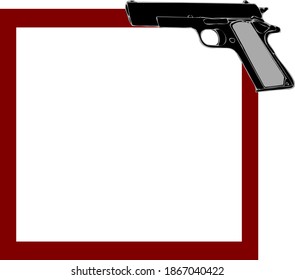 Pistol and red frame vector illustration weapon