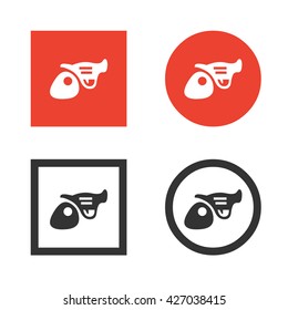 Pistol (revolver) flat icon set. Gun and weapon symbol