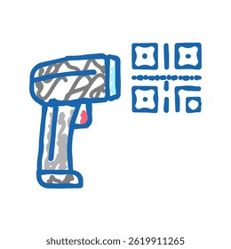 pistol for scanning bar code doodle icon sketch vector. pistol for scanning bar code sign. isolated symbol illustration