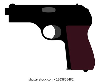 Pistol from the Second World War. Silhouette Vector Illustration