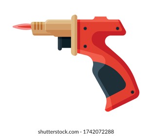 Iluminación de cigarrillos de forma de pistol con fuego, Vector de equipo de tabaco inflamable Ilustración