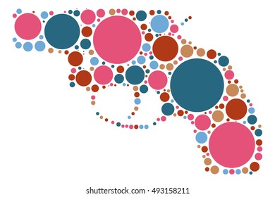 pistol shape vector design by color point