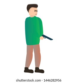 Pistol shooter icon. Cartoon of pistol shooter vector icon for web design isolated on white background