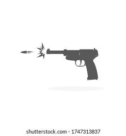 Pistol Shooting Gun German Luger - Vector illustration Black silhouette 