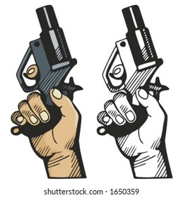 Pistol Signaling The Race Start. Vector Illustration