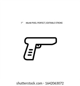 Pistol simple line icon vector illustration.Editable stroke. 48x48 Pixel Perfect.