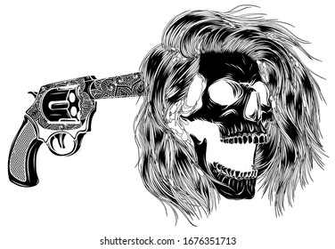 Pistol at the temple, vector illustration design