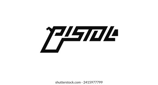 Diseño de logotipo tipográfico de texto de pistol.
