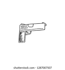 pistol vector doodle sketch isolated on white background
