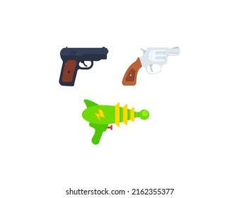Ilustraciones Emoji Set de Vector de Pistol. Emoticonos de pistol