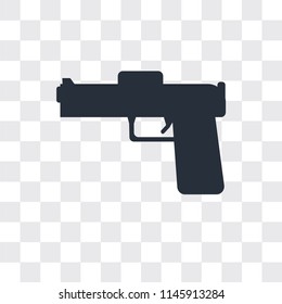 Pistol vector icon isolated on transparent background, Pistol logo concept