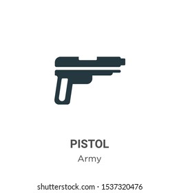 Pistol vector icon on white background. Flat vector pistol icon symbol sign from modern army collection for mobile concept and web apps design.
