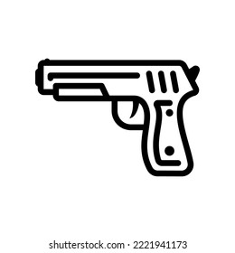 Icono vector de pistol. Arma de corto alcance. Herramienta de autodefensa. Gas, Neumático, pistola de tiro.