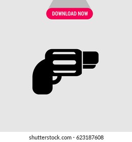 Pistol Vector Icon, The symbol of small gun. Simple, modern flat vector illustration for mobile app, website or desktop app   