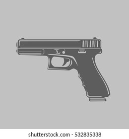 Ilustración vectorial de pistol. Ametralladora negra y transparente