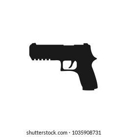 pistol vector illustration, flat silhouette, weapon, shoot, defense, logo, soldiers, police, crime