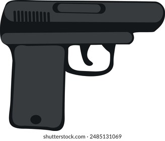Ilustración vectorial de pistola. Dibujo de armas