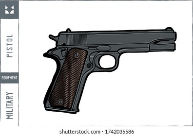 Ilustración del vector del pistol - Dibujo a mano 