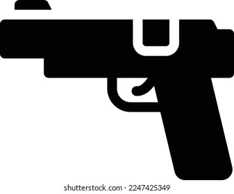ilustración del vector de pistola en un fondo transparente. Símbolos de calidad superior. Iconos vectoriales de glifos para diseño de conceptos y gráficos.