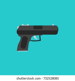 Pistol vector illustration in turquoise background