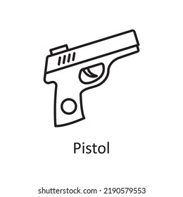 Pistol vector outline Icon Design illustration. Sports And Awards Symbol on White background EPS 10 File
