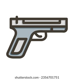 Icono De Colores Llenos De La Línea Espesa Del Vector Pistol Para Uso Personal Y Comercial.
