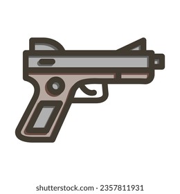 Pistol Vector Thick Line Filled Colors Icon For Personal And Commercial Use.
