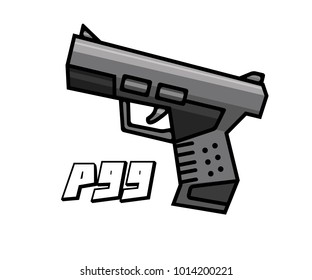 pistol weapon model p99 cartoon design illustration