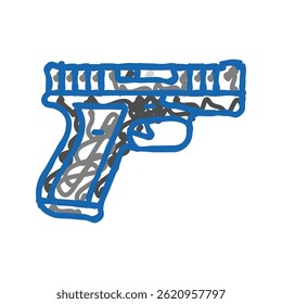 pistola arma guerra doodle ícone esboço vetor. pistola arma sinal de guerra. símbolo isolado ilustração