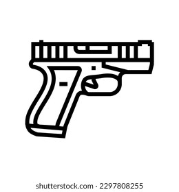 Pistolenkriegslinie Symbol Vektorgrafik. Pistolenwaffenkriegszeichen. isoliertes Kontursymbol