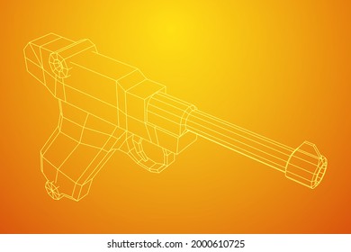 Pistole. Wireframe Low-Poly-Mesh, Vektorgrafik.