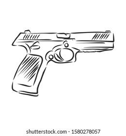 Pistolet, piston gun vector sketch 