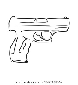 Pistolet, piston gun vector sketch 