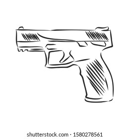 Pistolet, piston gun vector sketch 