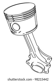 Piston 3D on white background. Vector image.