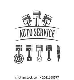 Piston auto service logo vector flat design