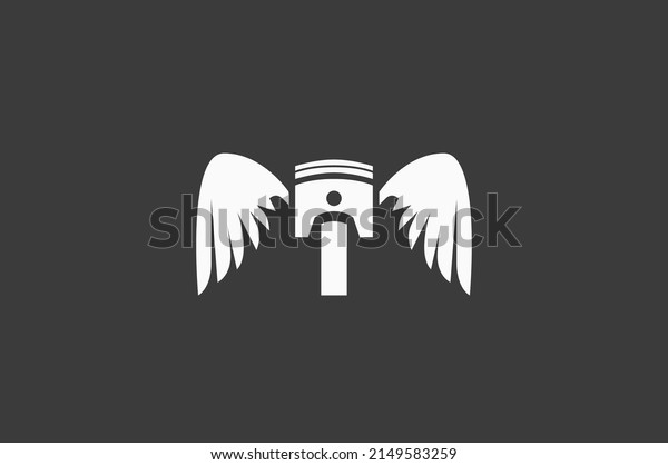 Piston automotive with\
wings logo design