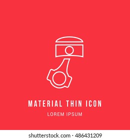 Piston Bright red material designed line thin flat icon / logo