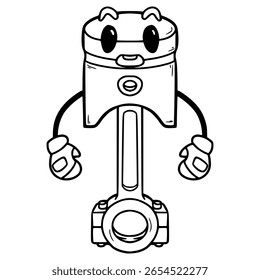 vetor de contorno desenhado à mão de ilustração de caractere de pistão