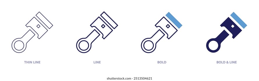 Ícone do compressor de pistão em 4 estilos diferentes. Linha fina, Linha, Negrito e Linha Negrito. Estilo duotônico. Traçado editável.
