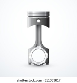 Piston and connecting rod assembly. Vector illustration