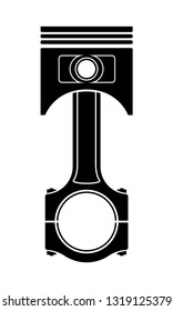 piston with a connecting rod part of a car engine black outline silhouette stock vector illustration isolated on white background